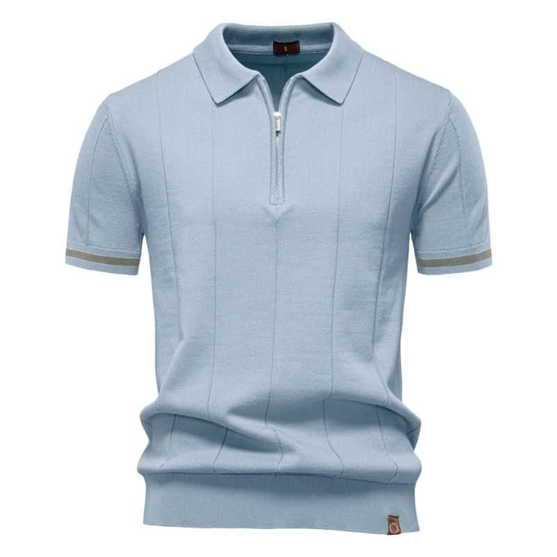 Men's Textured Zip Polo Shirt
