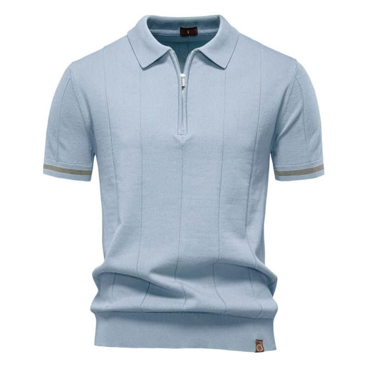 Men's Textured Zip Polo Shirt