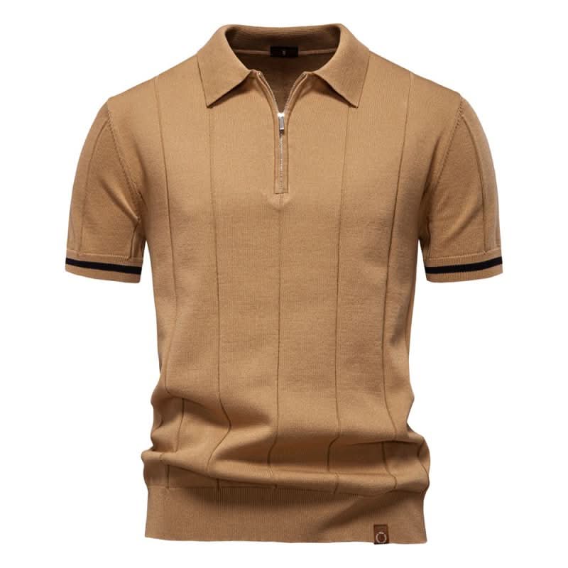 Men's Textured Zip Polo Shirt