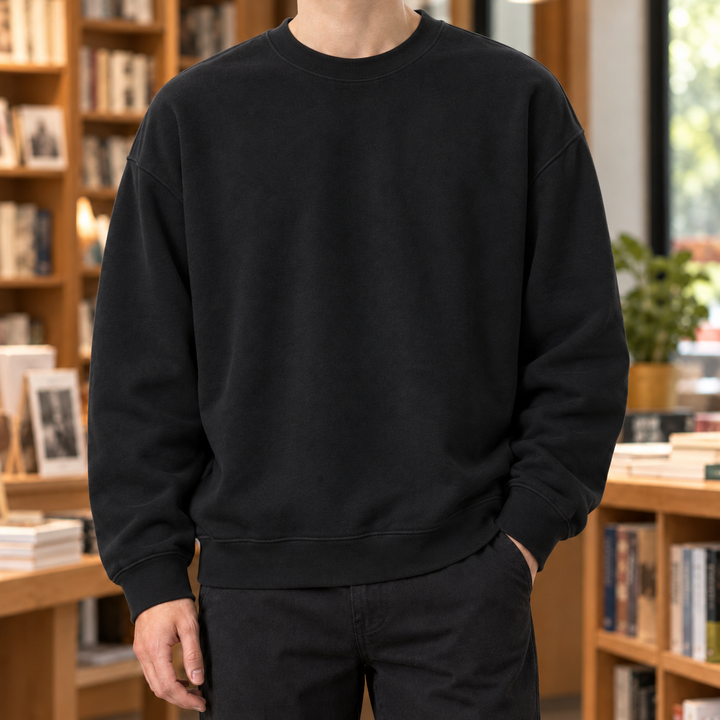 RELAXED FIT COTTON BLEND SWEATER FOR MEN