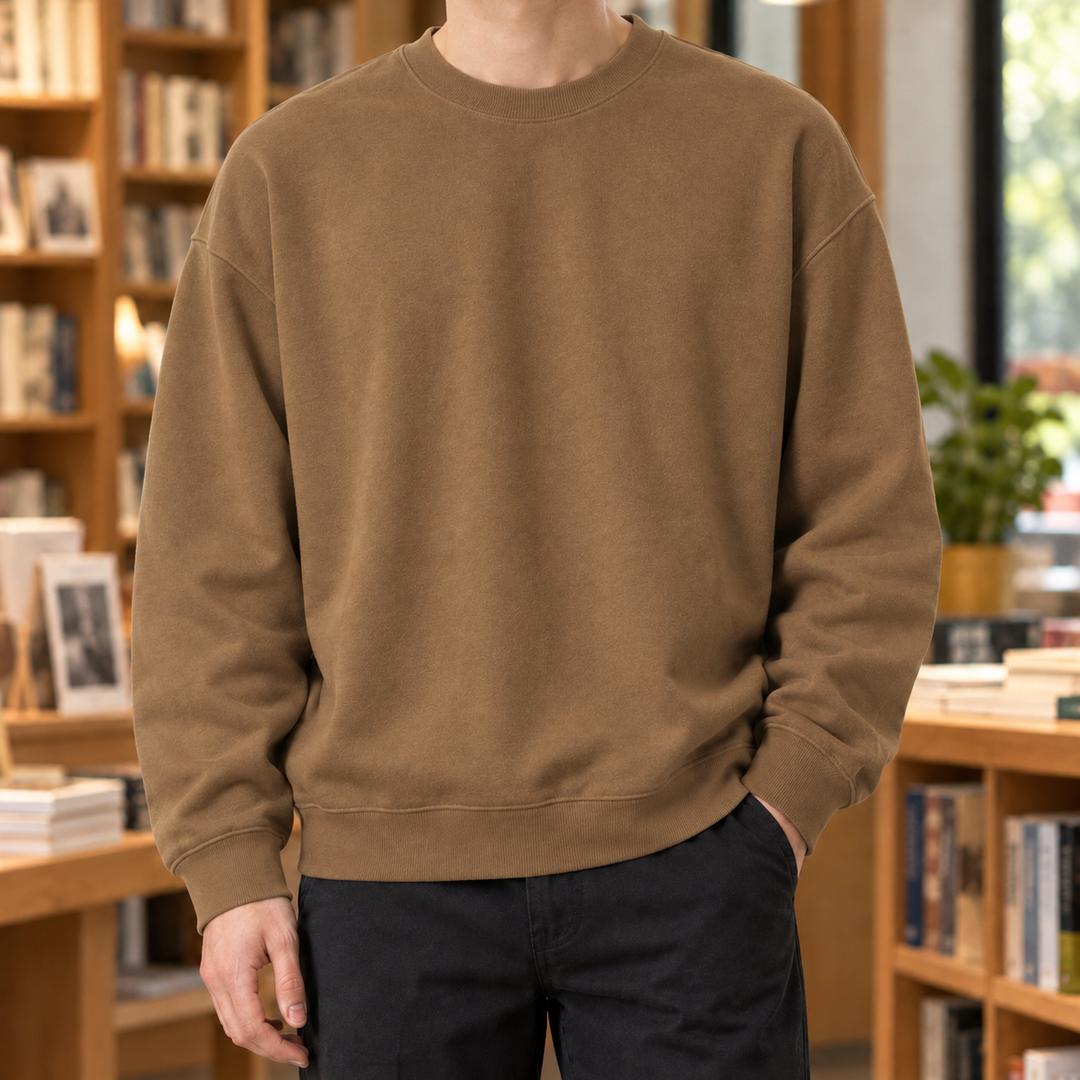 RELAXED FIT COTTON BLEND SWEATER FOR MEN
