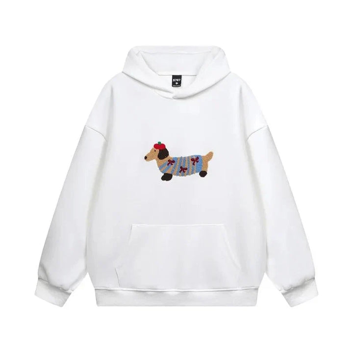 Women's Embroidered Dachshund Hoodie | Cozy Oversized Pullover