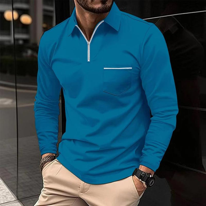 Men's Long Sleeve Collar Polo Shirt