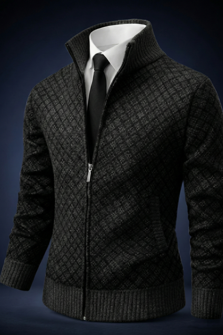 WAFFLE ZIP CARDIGAN FOR MEN